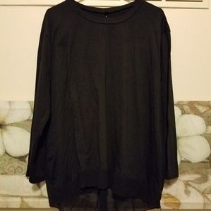 Boutique mixed material back button top xl nwot